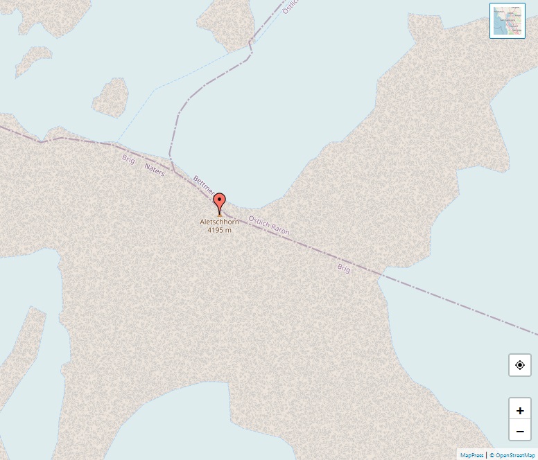 Alps, map of Aletschhorn