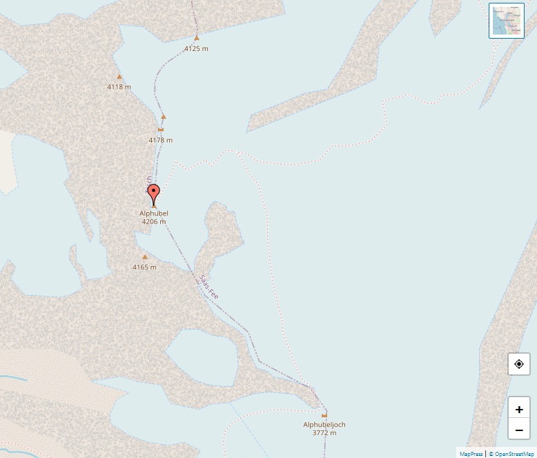Alps, map of Alphubel