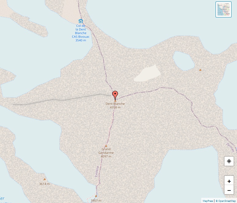 Alps, map of Dent Blanche