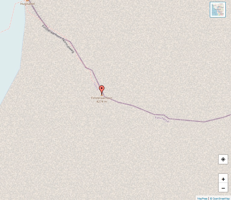 Alps, map of Finsteraarhorn