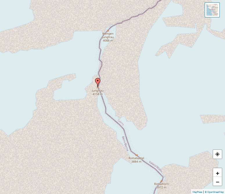 Alps, map of Jungfrau