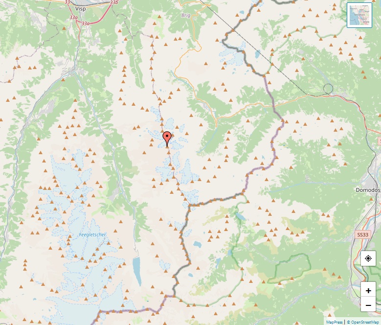 Alps, map of Lagginhorn