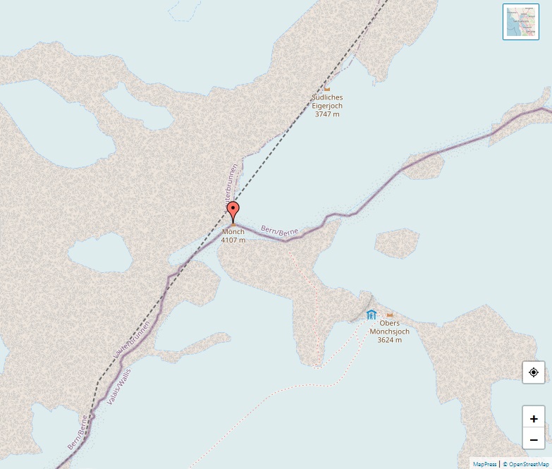Alps, map of Mönch