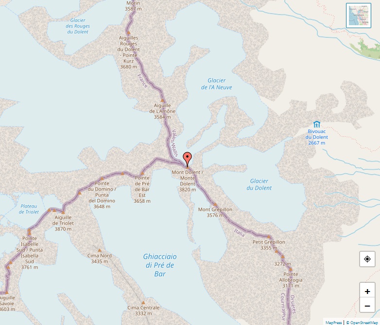 Alps - Map of Mont Dolent