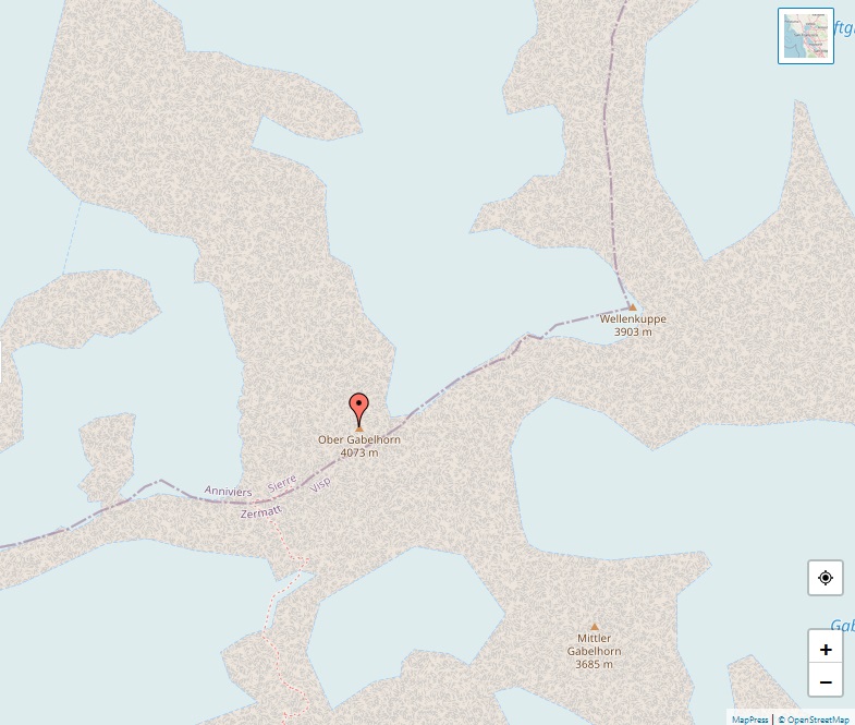 Alps, map of Ober Gabelhorn