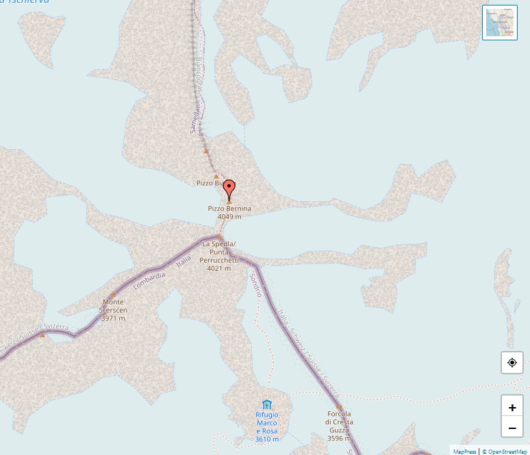 Alps, map of Piz Bernina