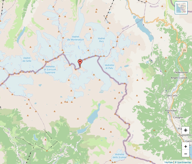 Alps, map of Piz Zupò
