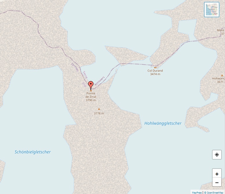 Alps - Map of Pointe de Zinal
