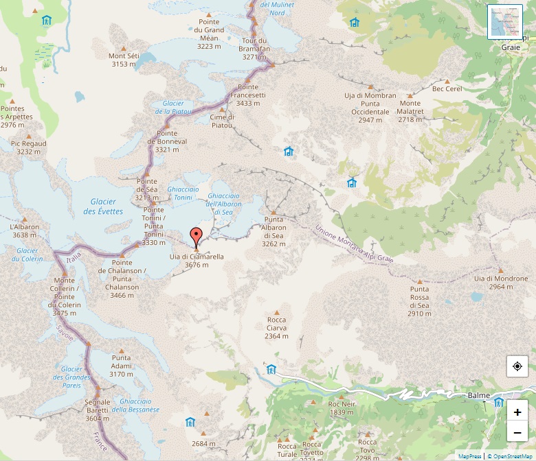 Alps - Map of Uia di Ciamarella