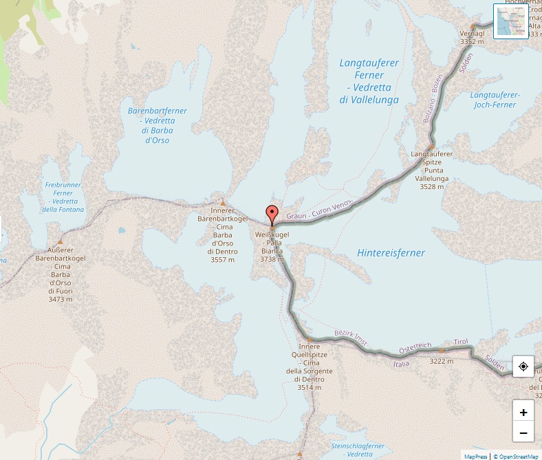 Alps - Map of Weißkugel