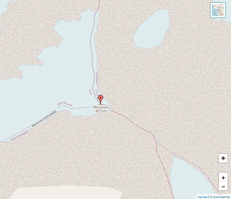 Alps, map of Weissmies