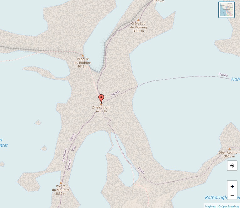 Alps, map of Zinalrothorn